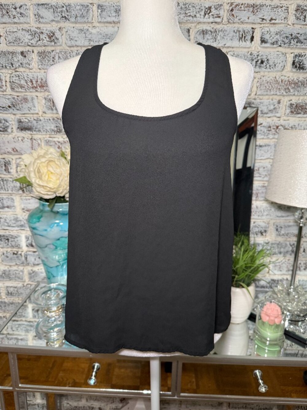 Body Central Coquette Whimsigoth Back Bow Detail Tank Blouse Top Black Size M